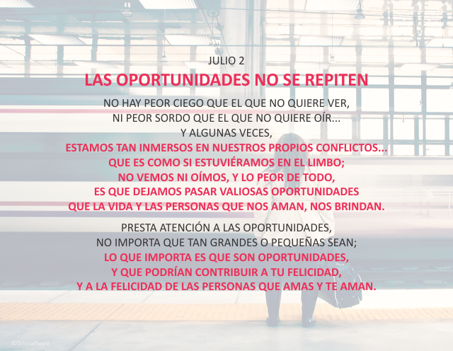 Las oportunidades no se repíten